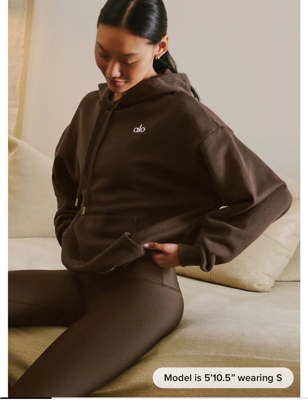ALO Yoga Brown Pullover Hoodie with Logo accolade